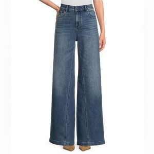 Johnny Was Sisa Jeans Women's 27 Blue Wide Leg High Rise Relaxed Fit Embroidered